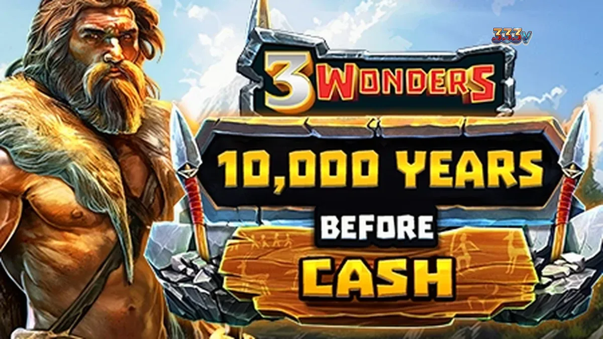 Tampilan antarmuka mesin slot 10,000 Years Before Cash dengan tema prasejarah
