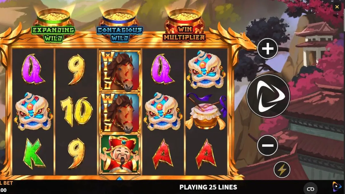 Tampilan antarmuka seluler slot 3 Wonders Luck of Stallion